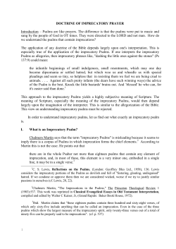 DOCTRINE OF IMPRECATORY PRAYER Introduction – Psalms are