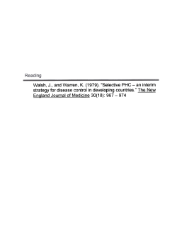 Walsh, J., and Warren, K. (1979). "Selective PHC