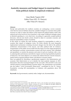 Austerity measures and budget impact in municipalities: from