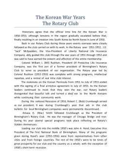 The Korean War Years The Rotary Club