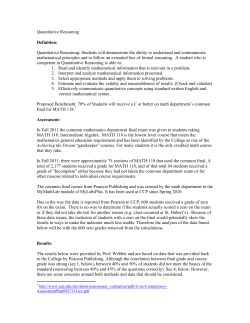 Quantitative Reasoning Report - Community College of Philadelphia