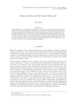 Error-correction and the binary Golay code