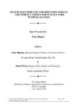 ON-SITE ELECTROLYTIC CHLORINATION (OSEC®) – THE