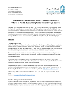 Noted Authors, New Classes, Conference at Pearl S. Buck Writing