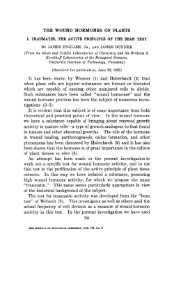 THE WOUND HORMONES OF PLANTS It has been shown by Wiesner