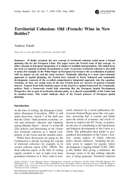 Territorial Cohesion: Old (French) Wine in New Bottles?