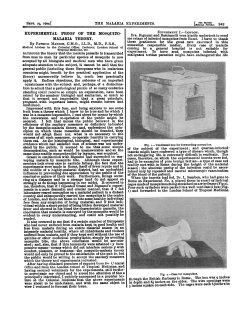 Experimantal proof of the mosquito-malaria theory.