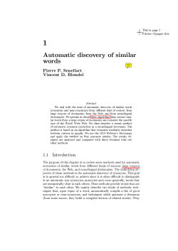 This is page 1 Printer: Opaque this 4 Automatic discovery of similar