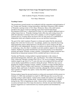 1 Improving Verb Tense Usage Through Personal Narratives By
