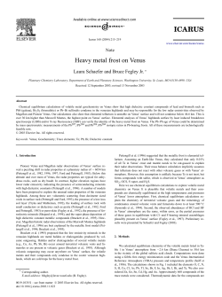 Heavy metal frost on Venus - The Planetary Chemistry Laboratory