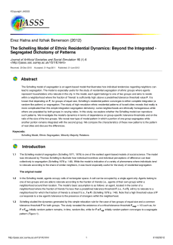E. Hatna, I. Benenson, 2012, The Schelling Model of Ethnic
