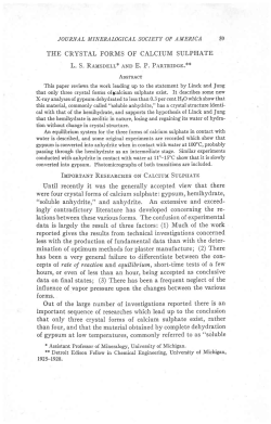 THE CRYSTAL FORMS OF CALCIUM SULPHATE L. S. Rausoor,r
