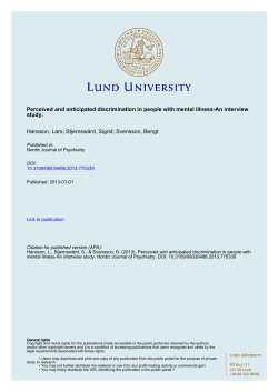 Perceived and anticipated discrimination in people