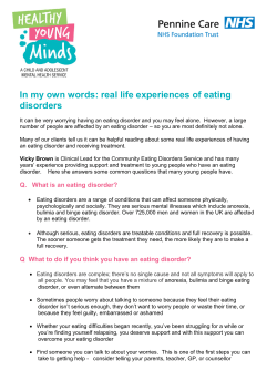 In my own words: real life experiences of eating disorders