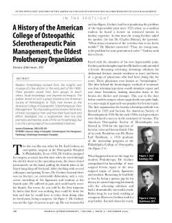 A History of the American College of Osteopathic Sclerotherapeutic