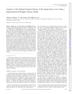 Analysis of the Optimal Channel Density of the Squid Giant Axon