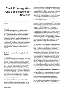 The UK &ldquo;Immigration Cap&rdquo;: Implications for Scotland