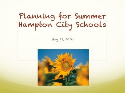 Planning for Summer Hampton City Schools