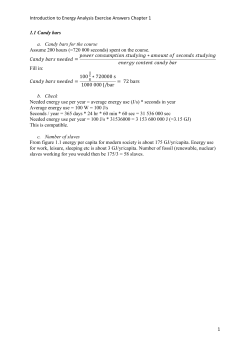 Introduction to Energy Analysis Exercise Answers Chapter 1 1 1.1