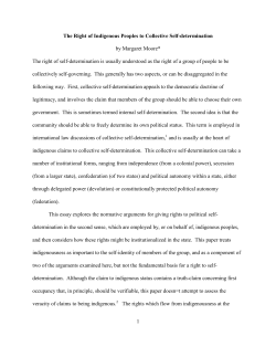 The Right of Indigenous Peoples to Collective Self