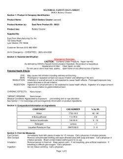 MATERIAL SAFETY DATA SHEET DEKA Battery Cleaner