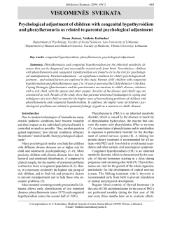 Psychological adjustment of children with congenital