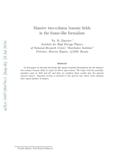 Massive two-column bosonic fields in the frame