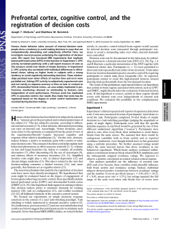 Prefrontal cortex, cognitive control, and the registration of decision