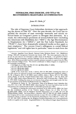 Federalism, Free Exercise, and Title VII: Reconsidering