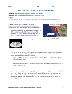 The Theory of Plate Tectonics Worksheet