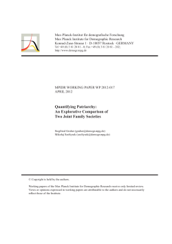 Quantifying Patriarchy - the Max Planck Institute for Demographic
