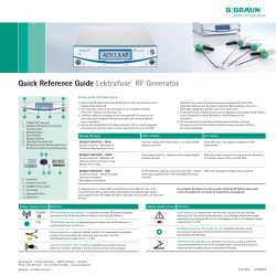 Quick Reference Guide Lektrafuse&reg; RF Generator
