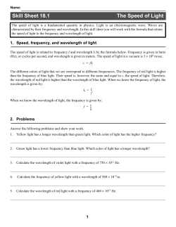 Skill Sheet 18.1 The Speed of Light