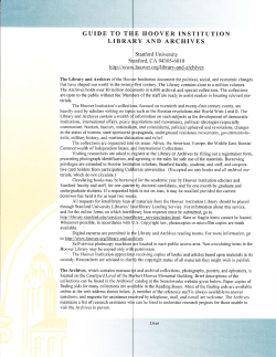 guide to the hoover institutton library and archives