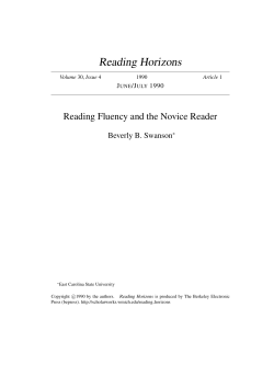 Reading Fluency and the Novice Reader