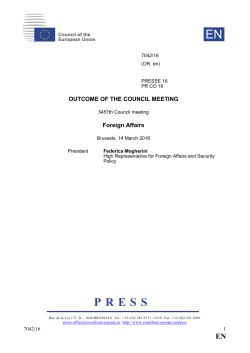 OUTCOME OF THE COUNCIL MEETING Foreign Affairs