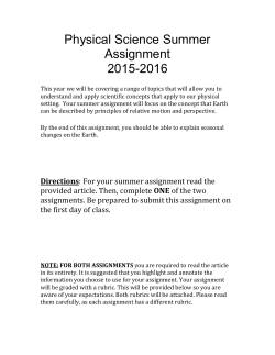Physical Science Summer Assignment 2015-2016