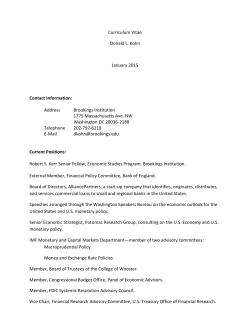 Curriculum Vitae - Brookings Institution