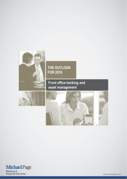 THE OUTLOOK FOR 2016 Front office banking and