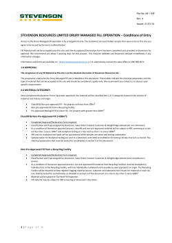 Conditions of Entry - Stevenson Resources