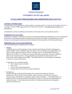 UNIVERSITY OF NEVADA, RENO EVALUATION PROCEDURES