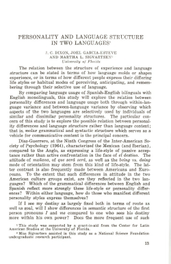 personality and language structure in two languages1