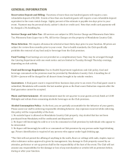 Catering General Information