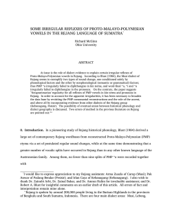 some irregular reflexes of proto-malayo-polynesian