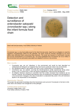 (cronobacter spp.) along the infant formula food chain