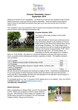Parents` Newsletter: Issue 1 September 2016