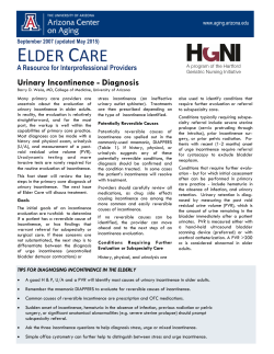 Urinary Incontinence - College of Nursing and Health Innovation