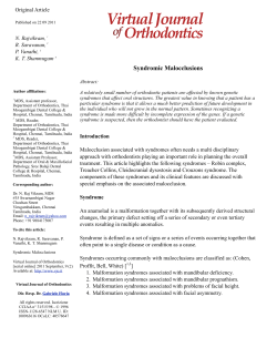 Syndromic Malocclusions - Virtual Journal of Orthodontics