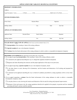 Zoning Variance - City of Nacogdoches