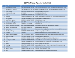 EGYPTAIR Cargo Agencies Contact List